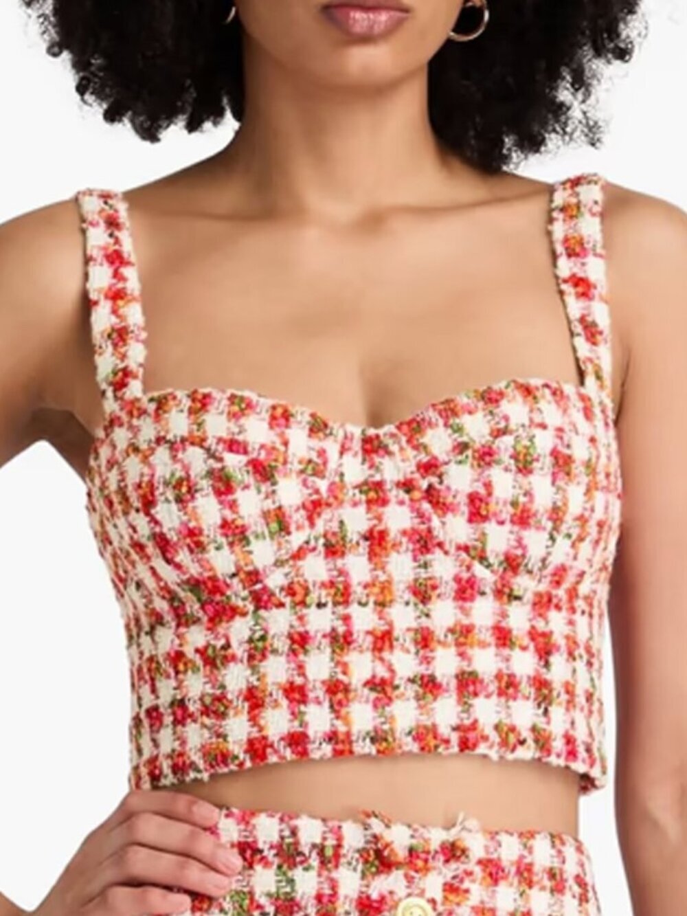 Cara Cara Claudine Gingham Tweed Crop Top Size 8